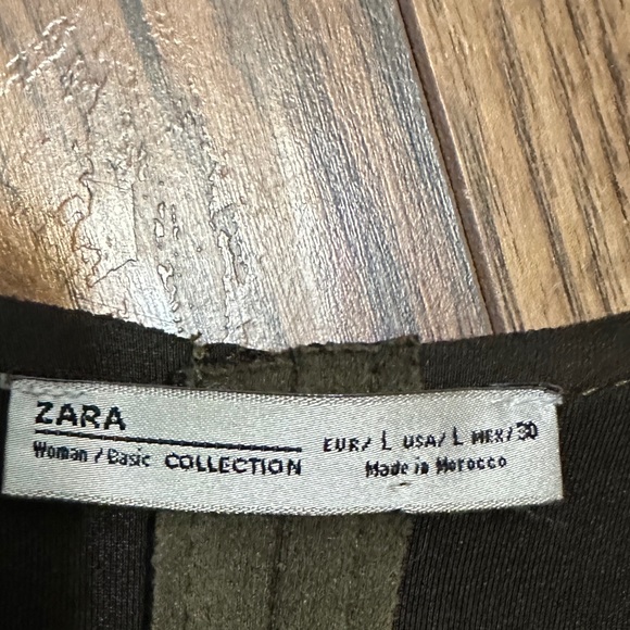 ZARA Women’s Size Large Faux Suede Olive Green Button‑Down Coat with Gold Button - Picture 11 of 15